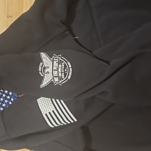 WE TH PEOPLE HOLSTERS Black Hoodie with American Flag Design - Picture 5 of 14